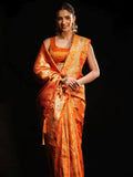 Orange Meenakari Banarasi Silk Blend Saree