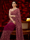 Pink Floral Embroidered Georgette Saree