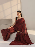 Rust Red Ajrakh Print Cotton Saree