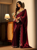 Maroon Silk Blend Saree