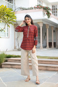 Print Mandarin Collar Cotton Top