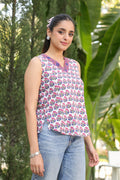 Print Cotton Blend Top