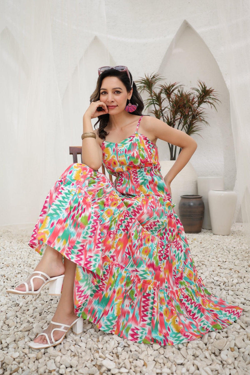 Printed Fit & Flared Midi Ethnic Dress