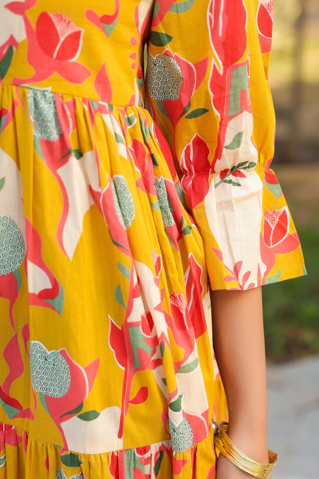 Printed Square Neck Fit and Flare Ethnic Dresses