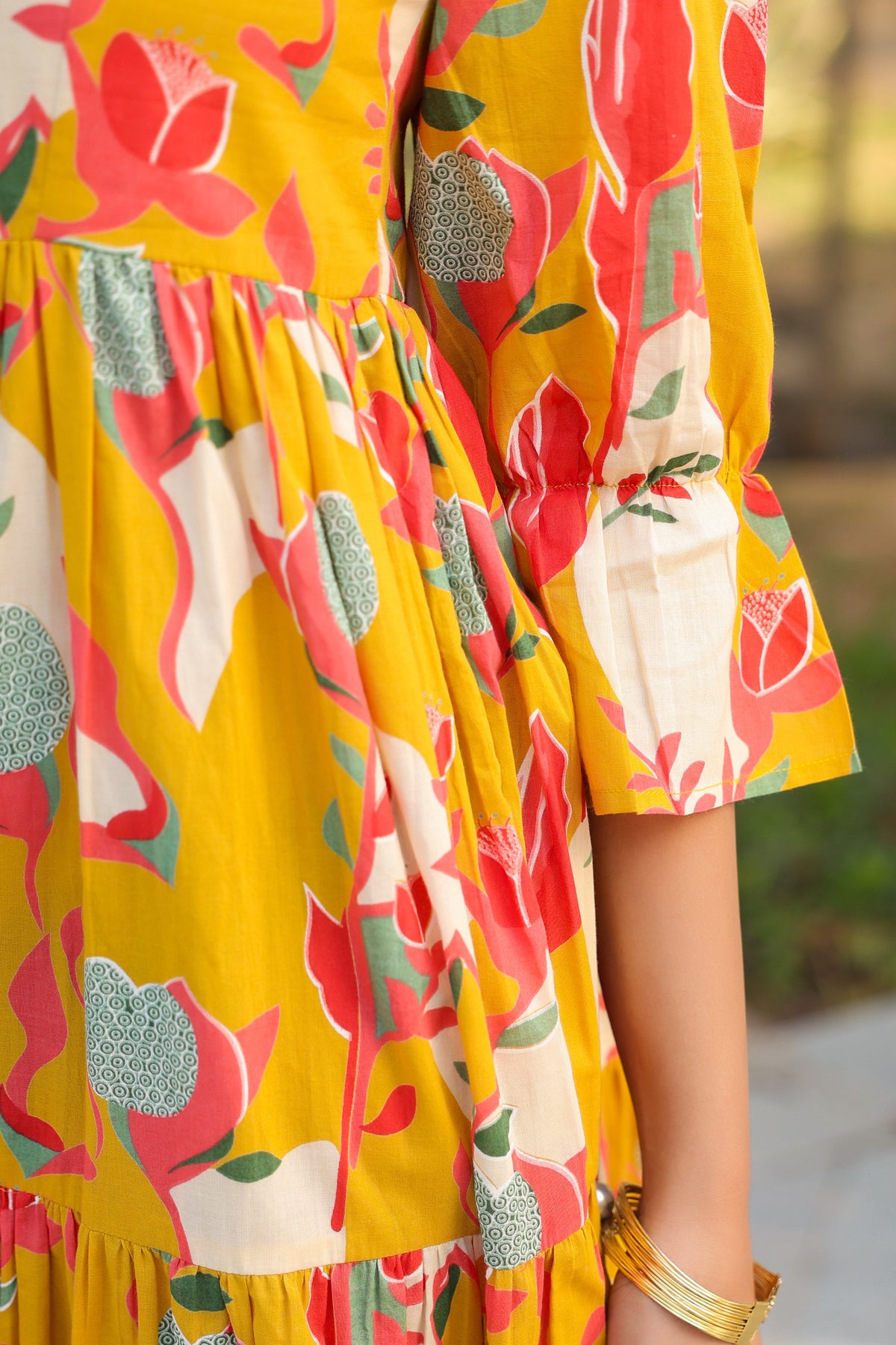Printed Square Neck Fit and Flare Ethnic Dresses