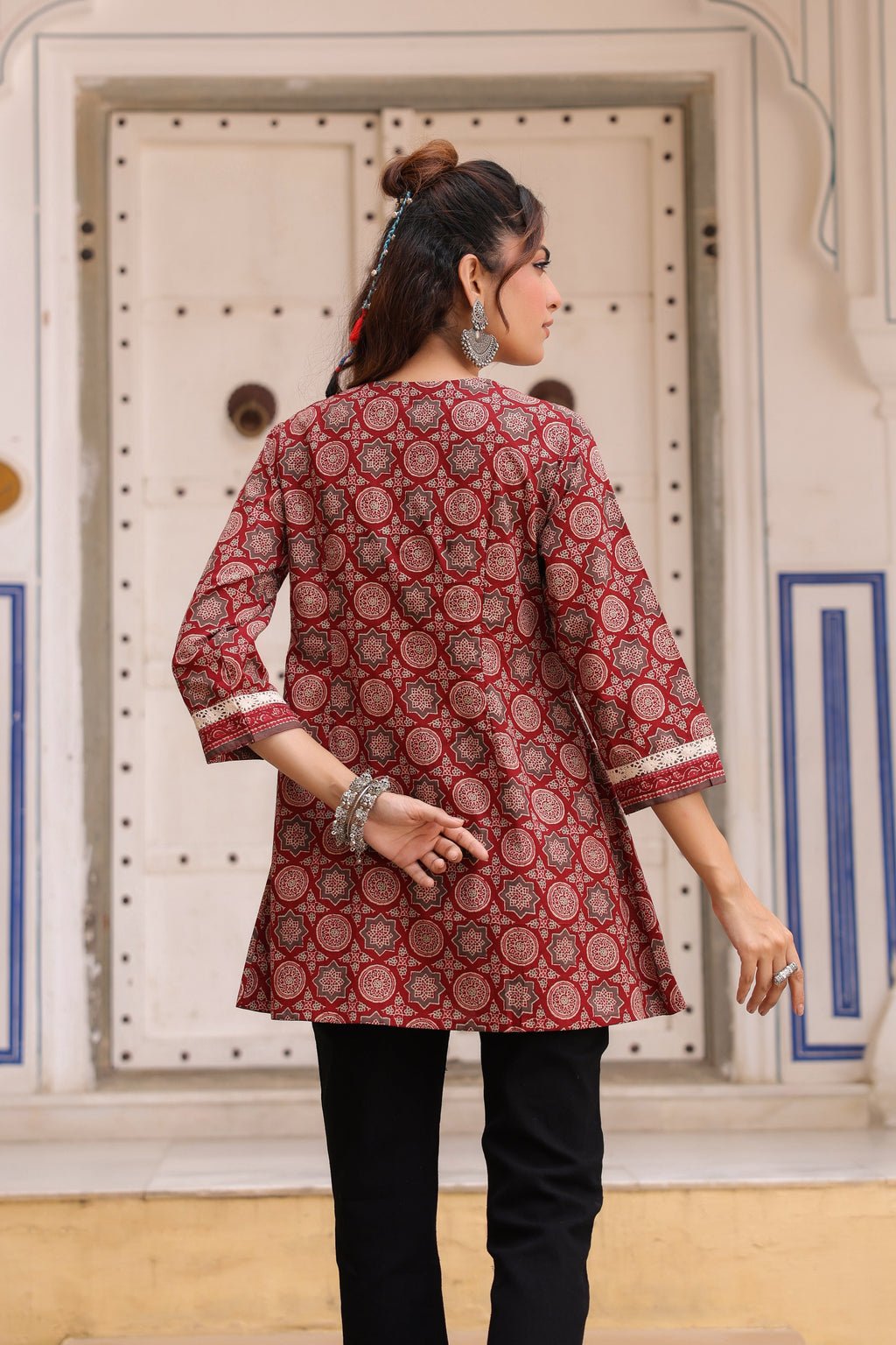 Women Ethnic Motifs Printed Pure Cotton Top