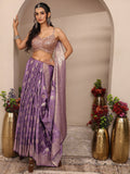 Purple Woven Design Banarsi Silk Blend Saree With Unstitched Blouse Piece