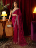 Rose Pink Tissue Saree with Embellished Border