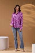 Women Cotton Printed Spread Collar Relaxed Fit Casual Shirt