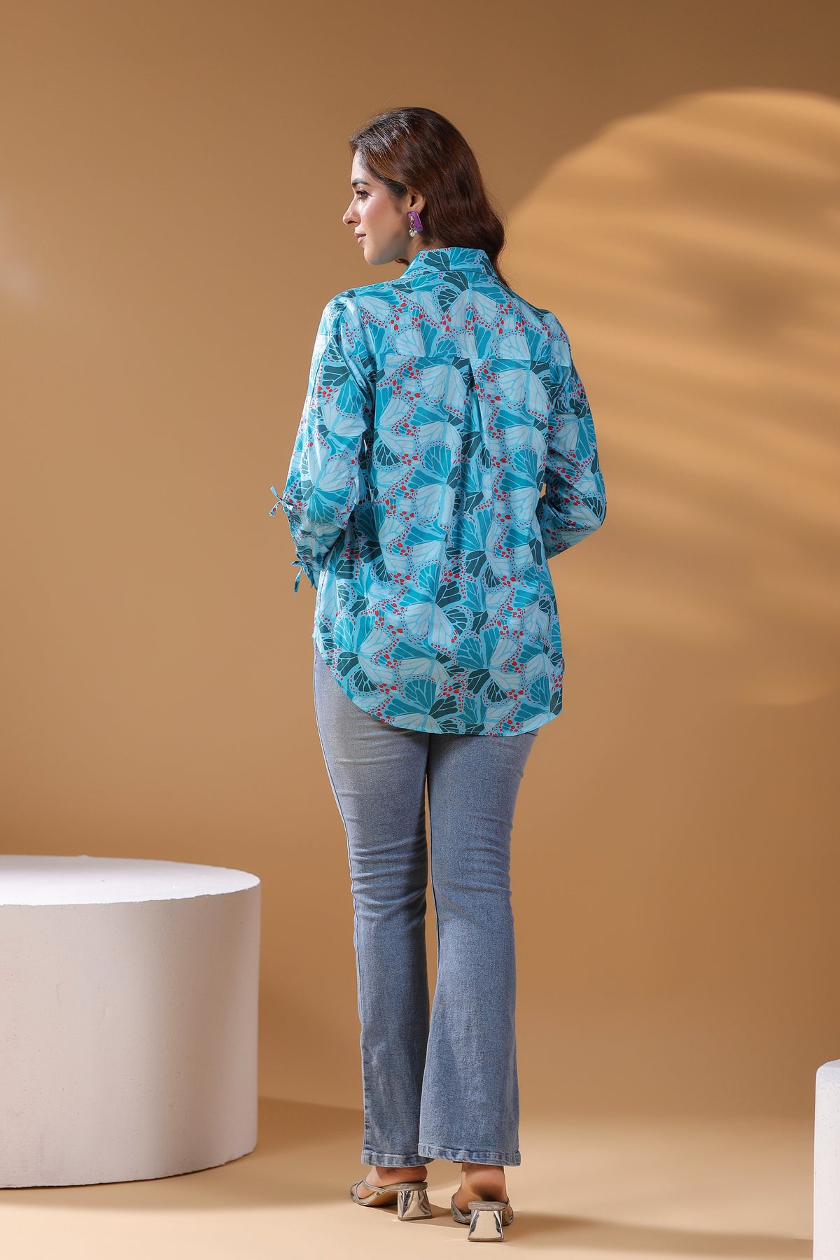 Women Self Design Printed Cotton Top