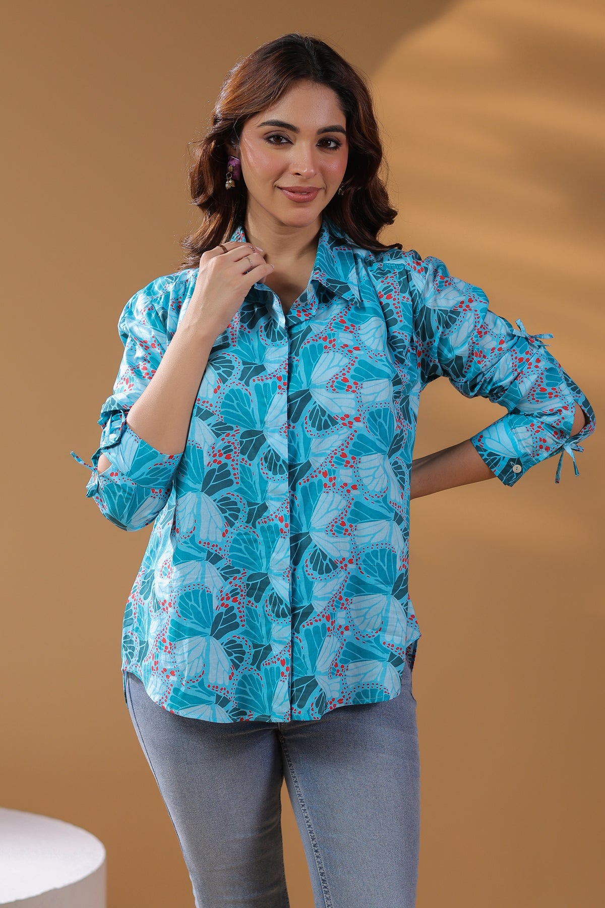 Women Self Design Printed Cotton Top