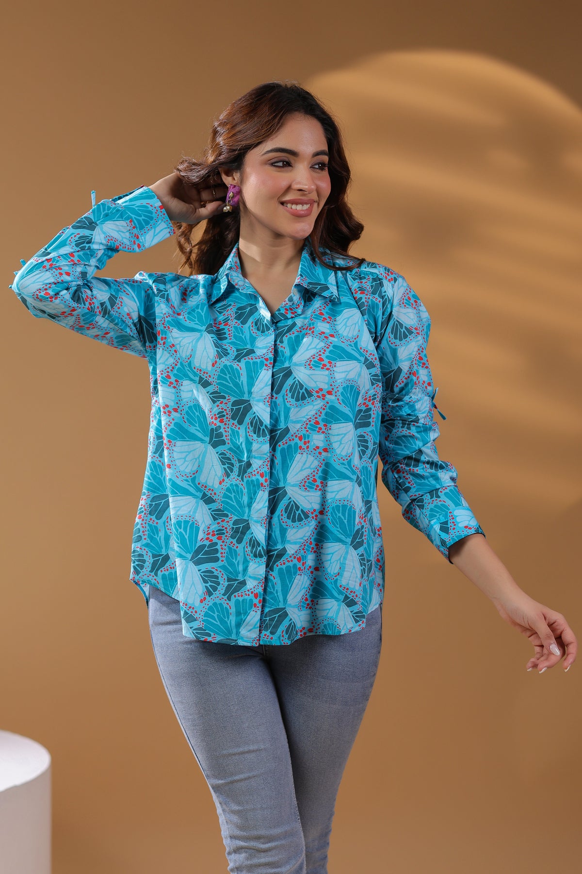 Women Self Design Printed Cotton Top