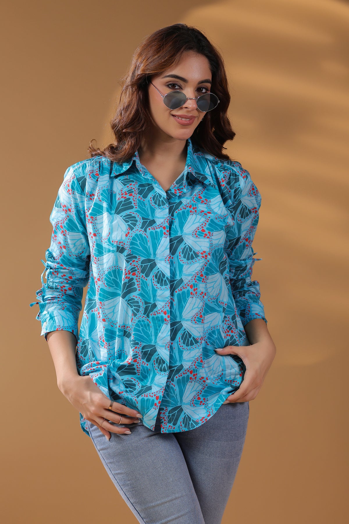 Women Self Design Printed Cotton Top