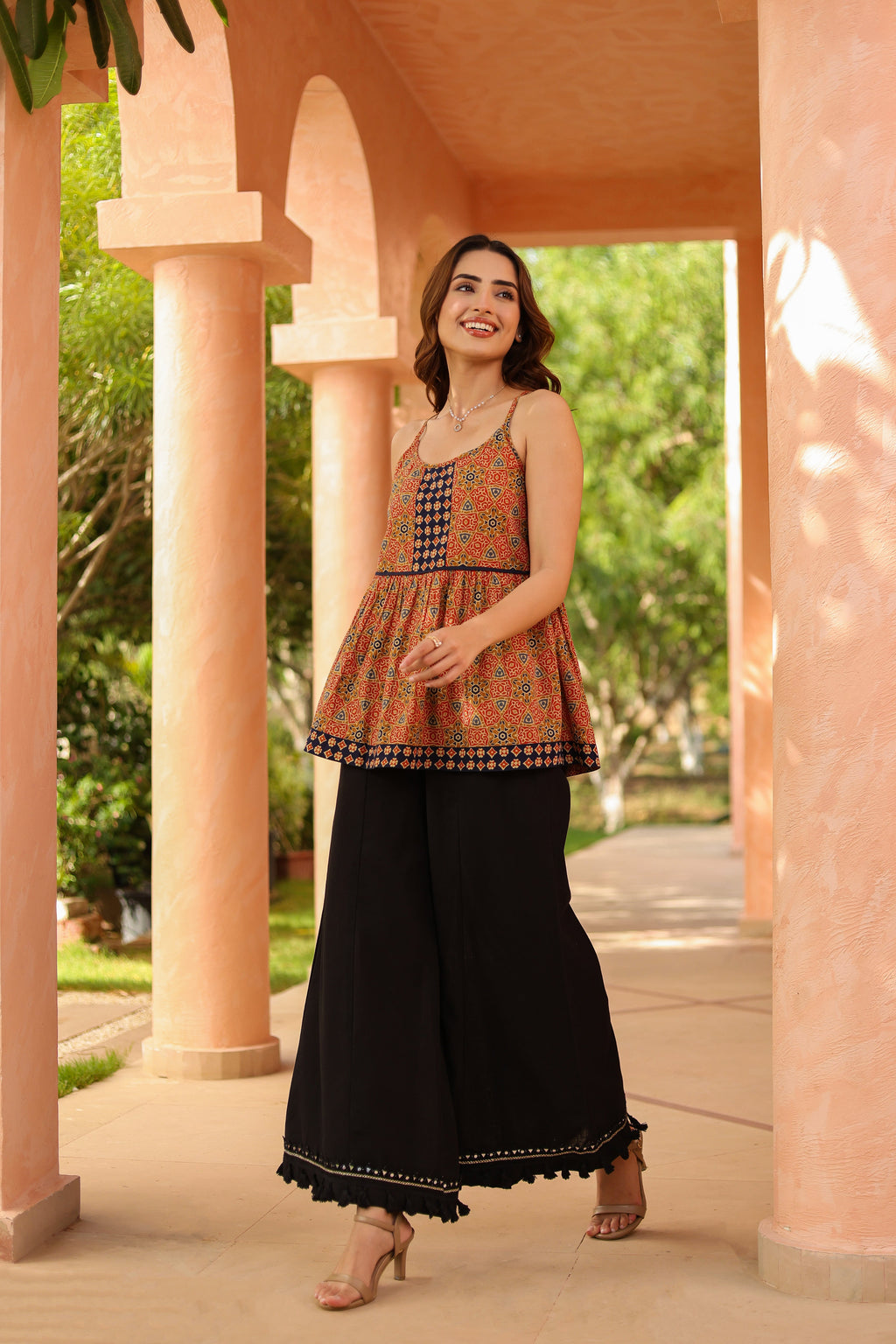 Women Printed Cotton Peplum Top