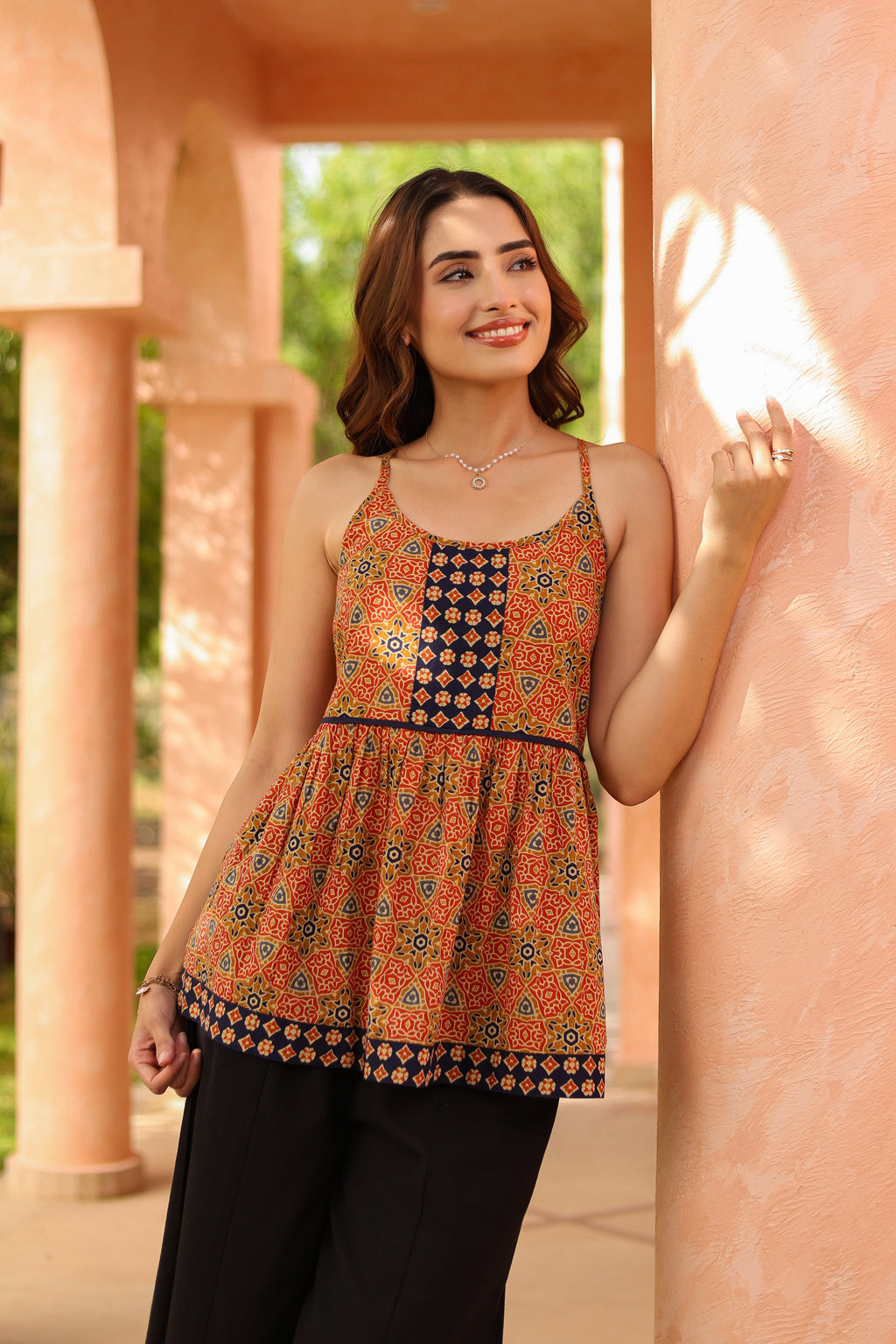 Women Printed Cotton Peplum Top