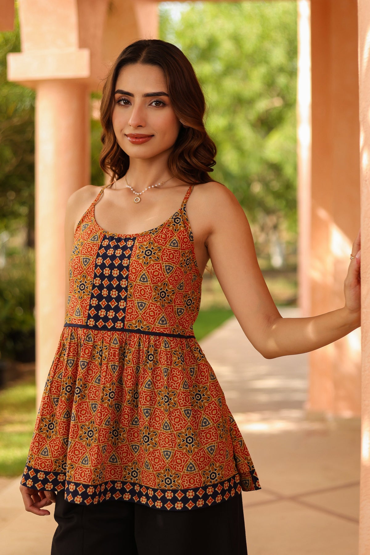 Women Printed Cotton Peplum Top