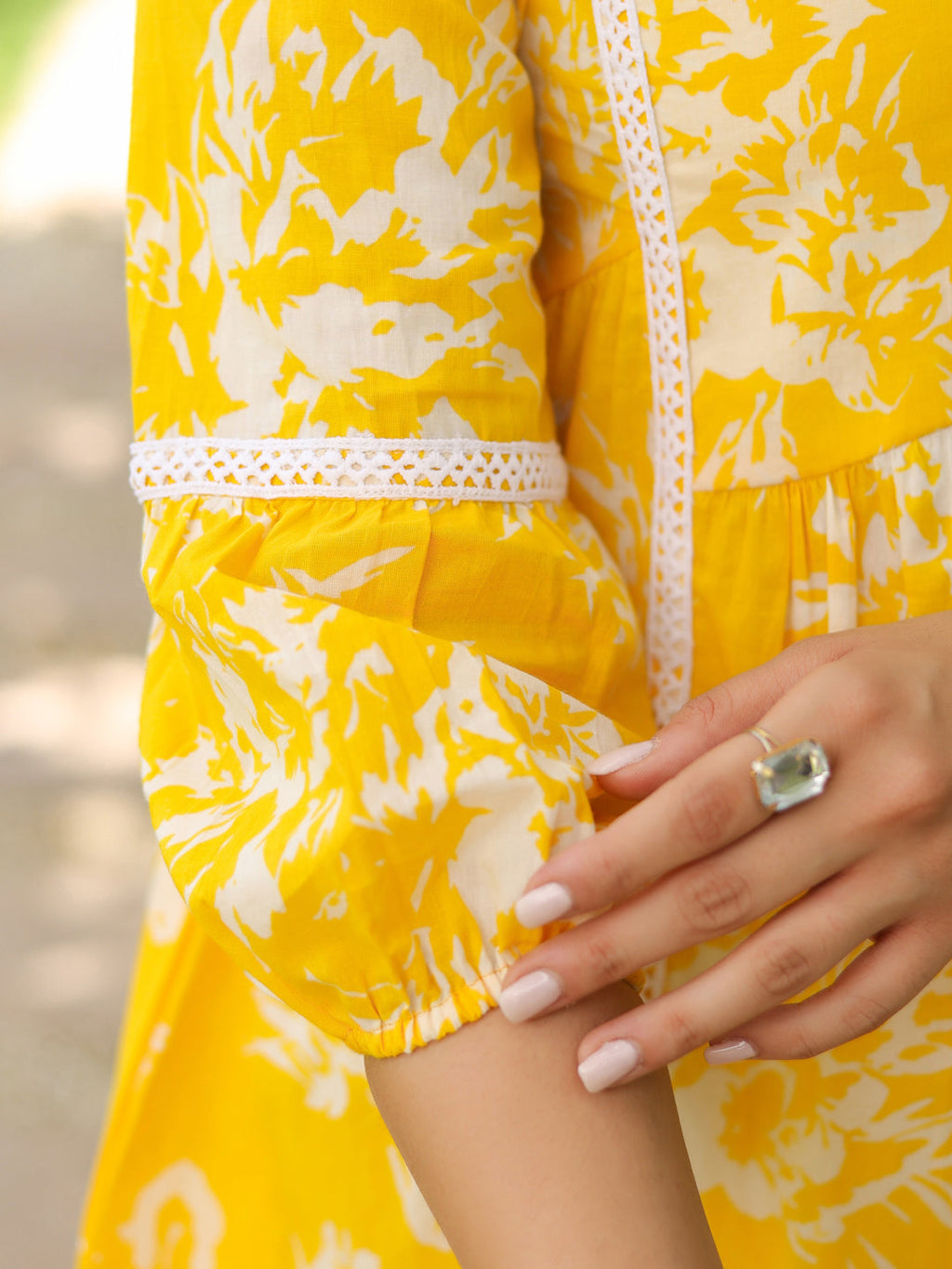 Floral Printed V-Neck Pure Cotton Tunic