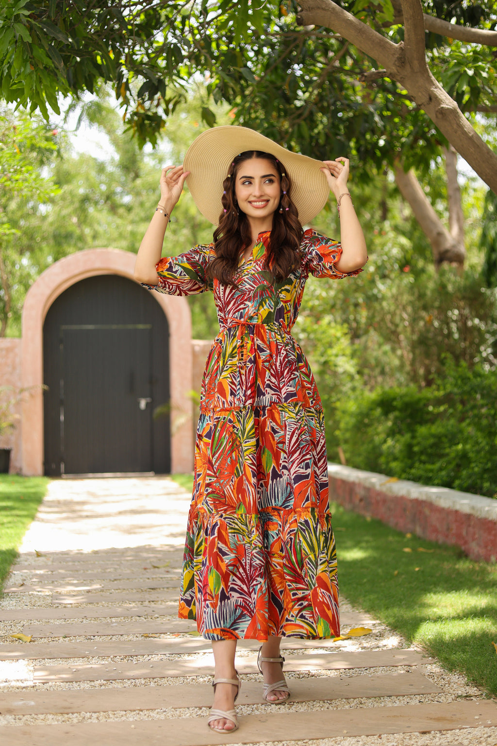 Women Printed Pure Cotton Fit & Flared Ethnic Dress