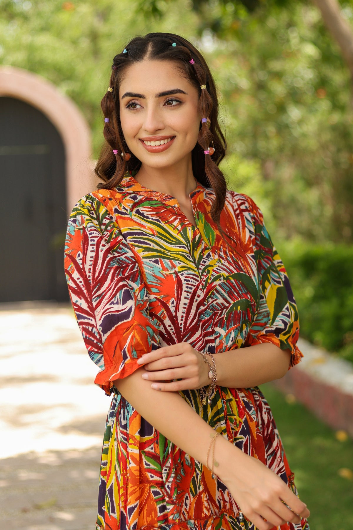 Women Printed Pure Cotton Fit & Flared Ethnic Dress