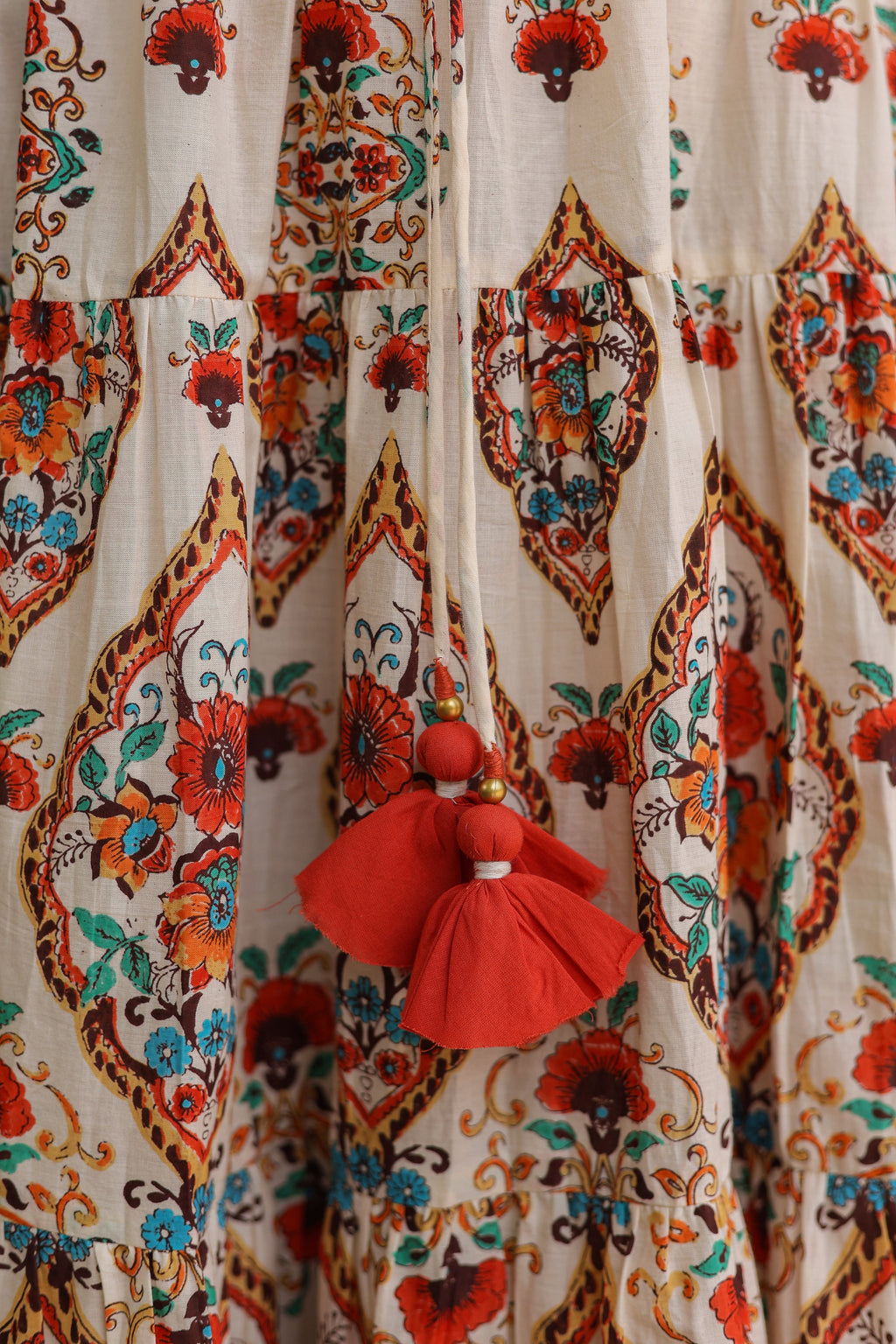 White Printed Fit & Flare Ethnic Dress