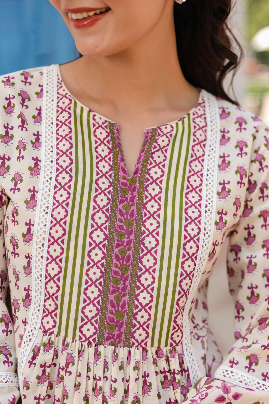 Women Floral Printed Cotton Peplum Top