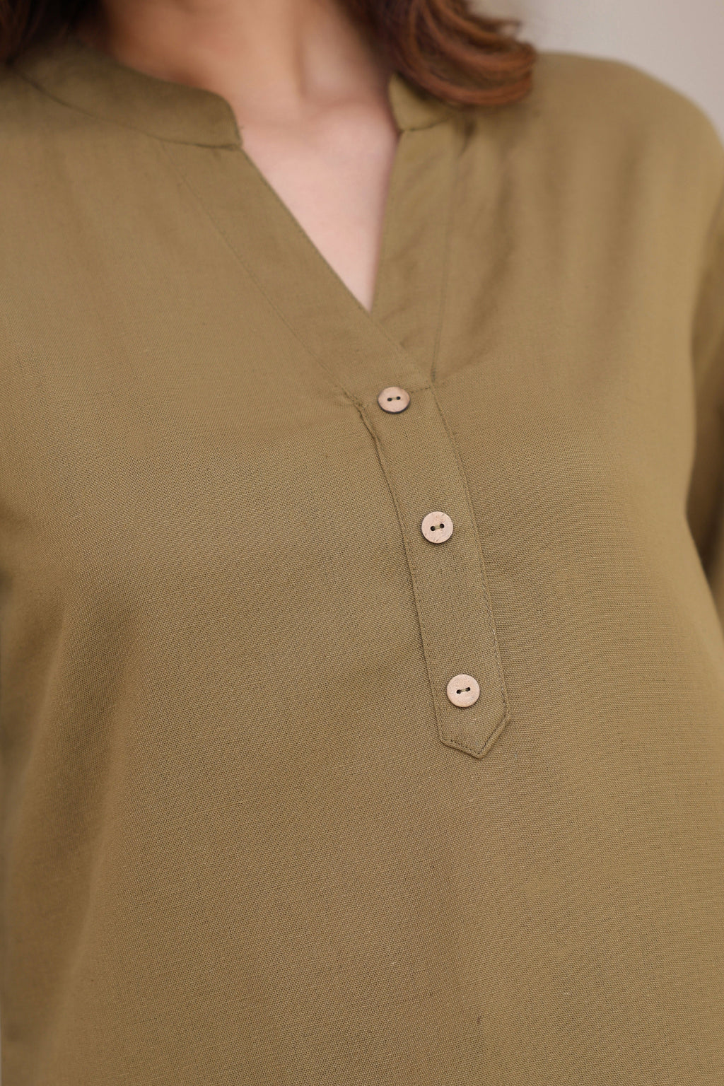 Women Mandarin Collar Cotton Regular Top