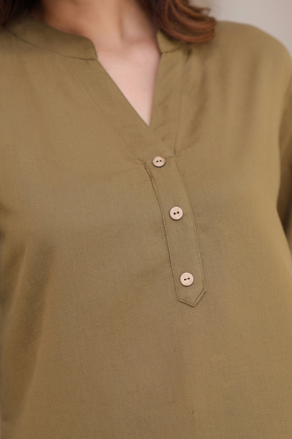 Women Mandarin Collar Cotton Regular Top