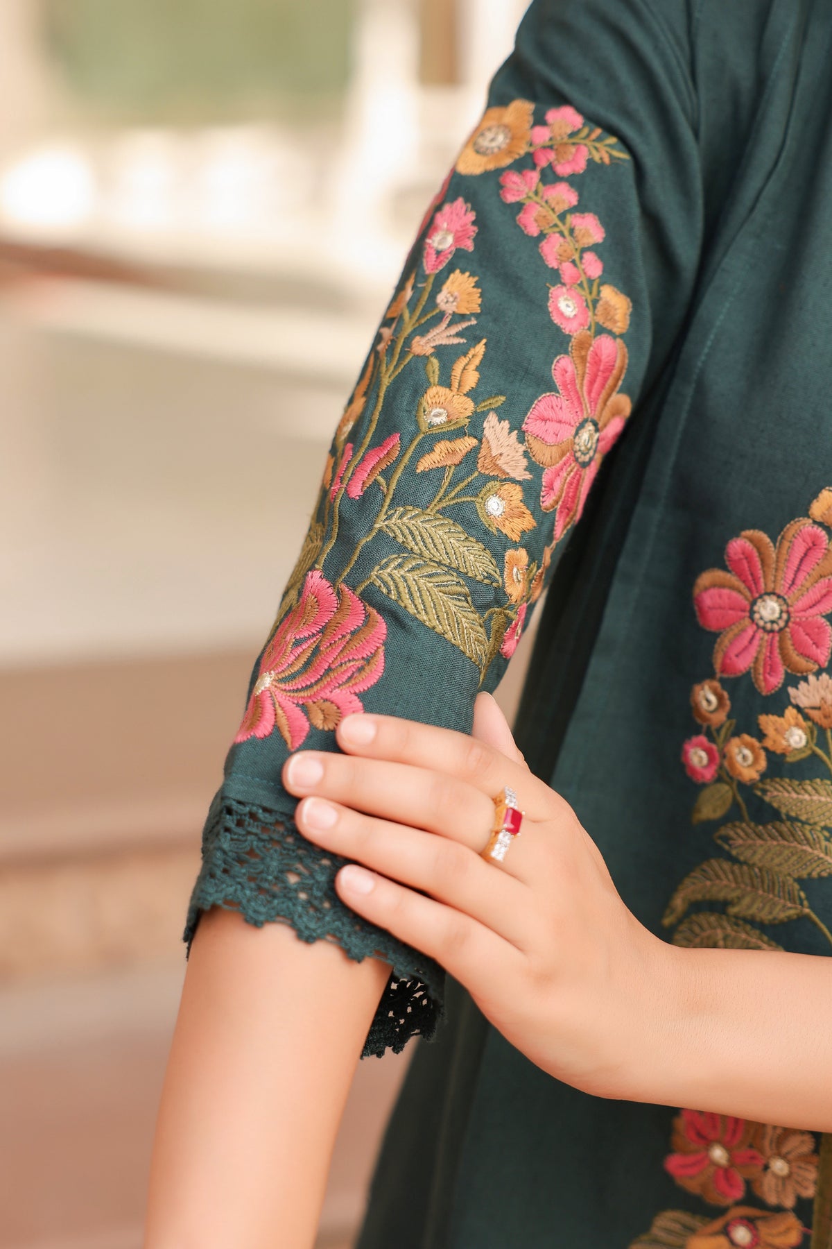 Embroidered Pure Cotton Tunic With Trouser