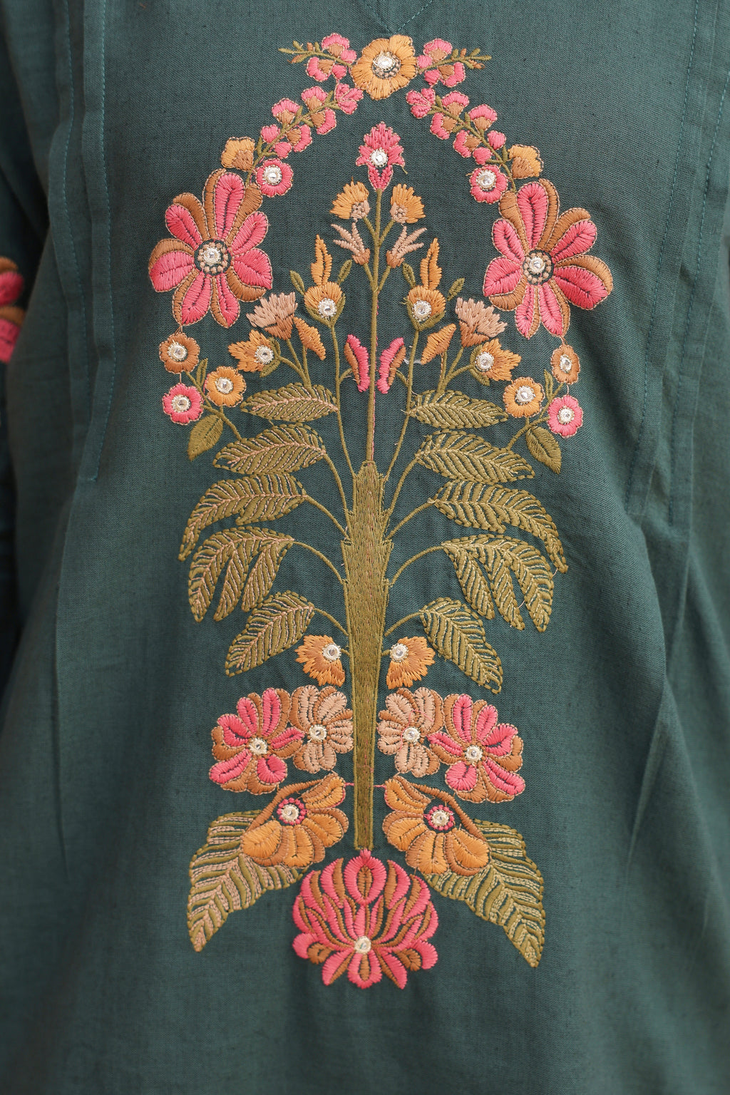 Embroidered Pure Cotton Tunic With Trouser