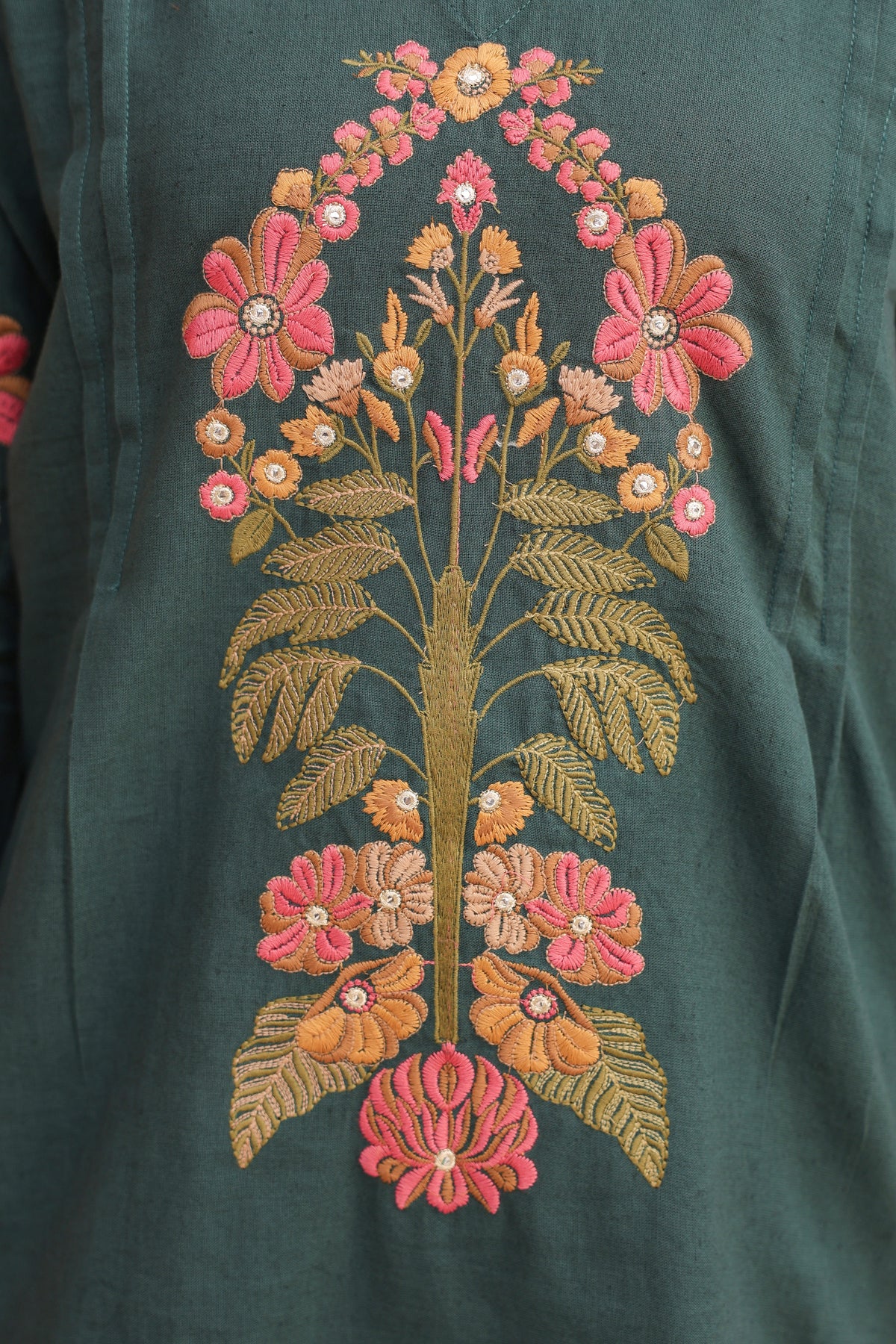 Embroidered Pure Cotton Tunic With Trouser