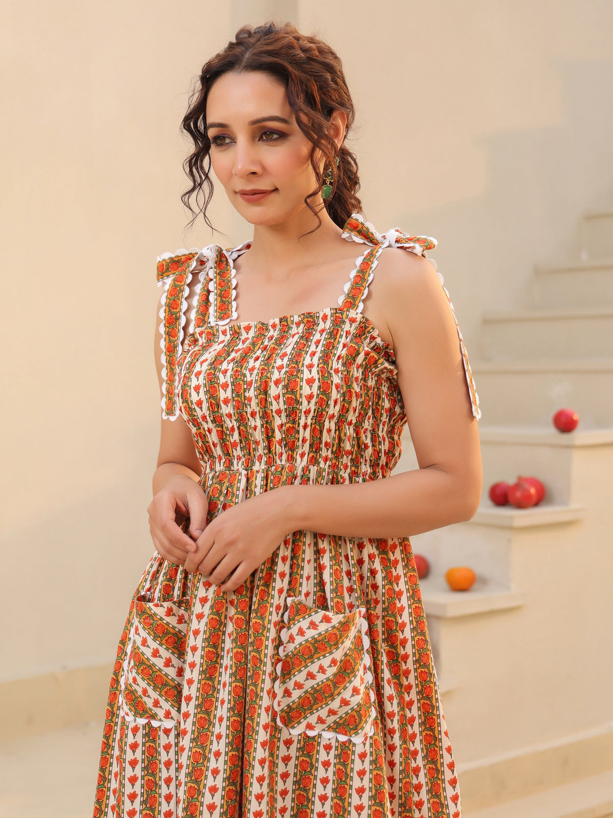 Printed Pure Cotton Fit & Flared Ethnic Dress