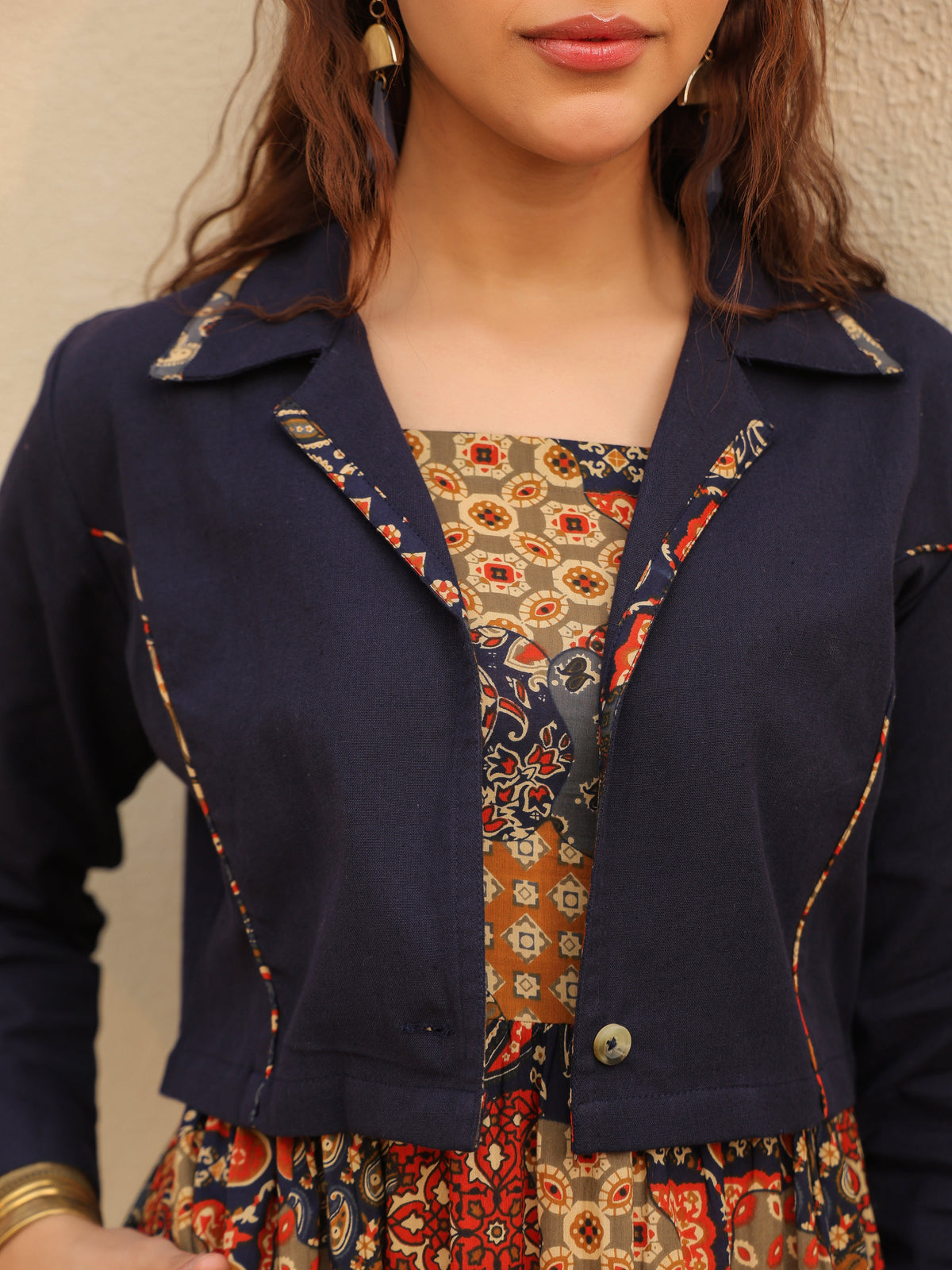 Ethnic Motifs Printed Fit & Flare Midi Dress