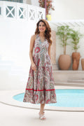 Printed Pure Cotton Fit & Flare White Ethnic Dresses