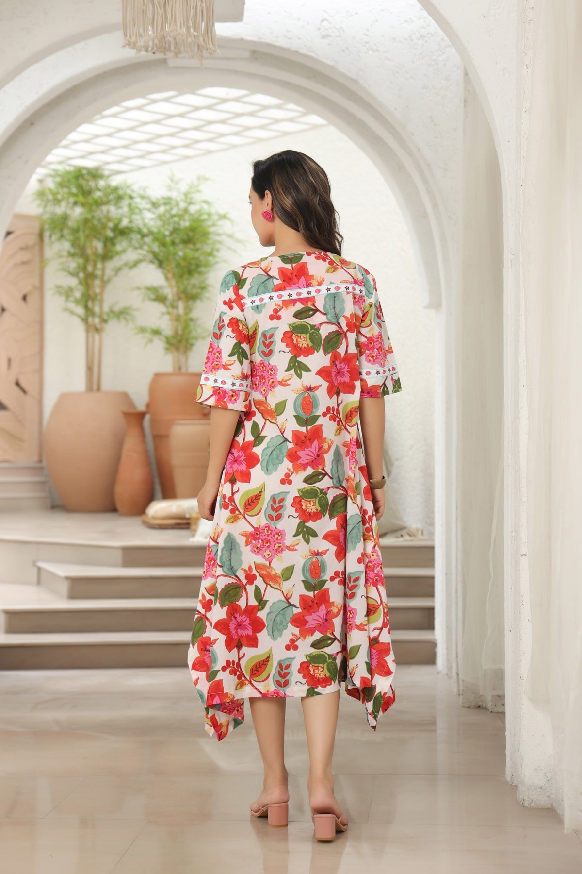 Pure Cotton A-line Midi Ethnic Dresses
