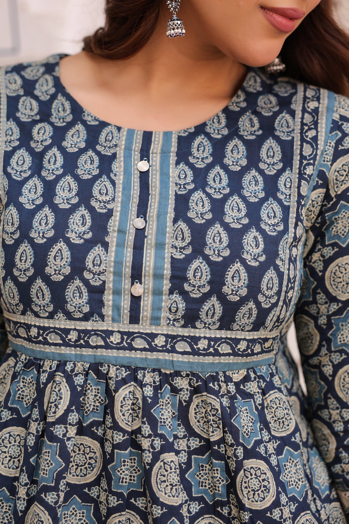 Women Ethnic Motifs Printed Pure Cotton Peplum Top