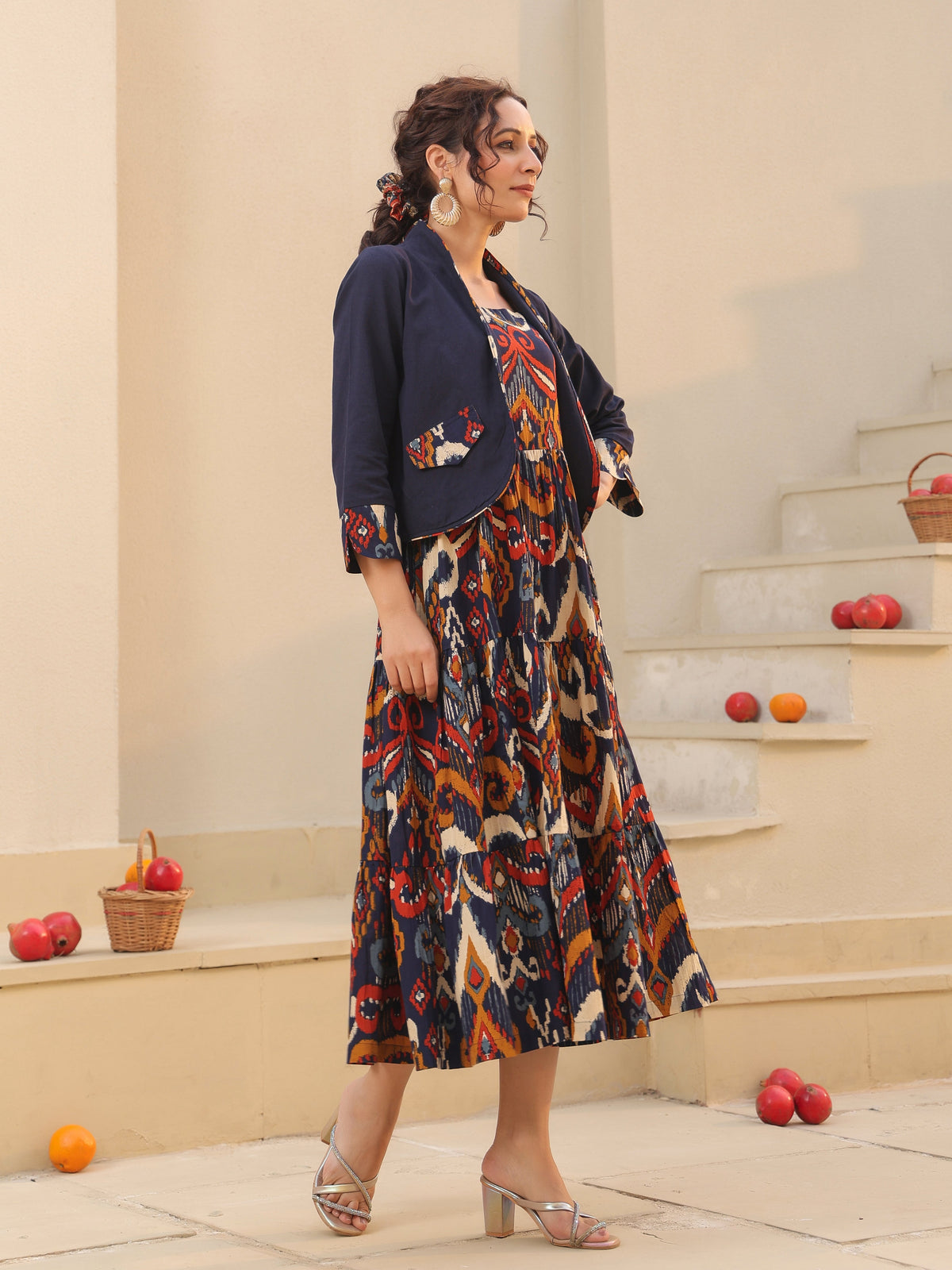 Women Ethnic Motifs Printed Pure Cotton Fit & Flare Midi Dress
