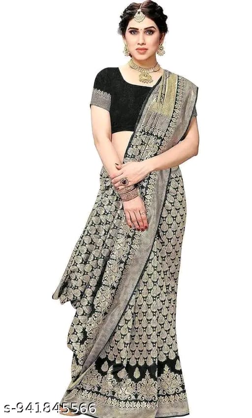 Women's Trendy Banarasi Kanjivaram Art Silk Saree with Blouse Material