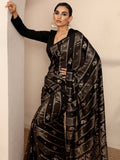 Black Woven Design Banarsi Silk Blend Saree With Unstitched Blouse Piece