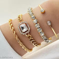 Goldiwala Best Gift For Sister Stackable Set of 4 Bracelet Combo With Gold-Plated For Women & Girls