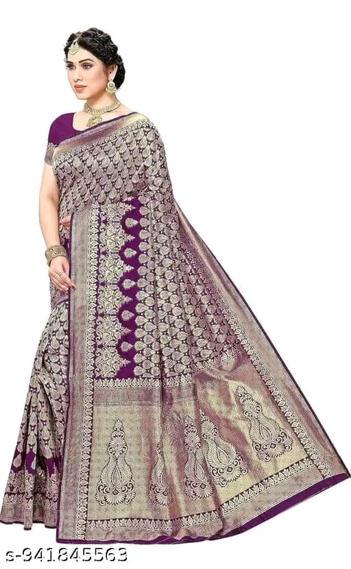 Women's Trendy Banarasi Kanjivaram Art Silk Saree with Blouse Material