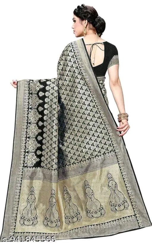 Women's Trendy Banarasi Kanjivaram Art Silk Saree with Blouse Material