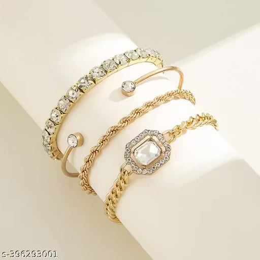 Goldiwala Best Gift For Sister Stackable Set of 4 Bracelet Combo With Gold-Plated For Women & Girls