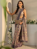 Green Ethnic Printed Silk Blend Saree With Unstitched Blouse Piece