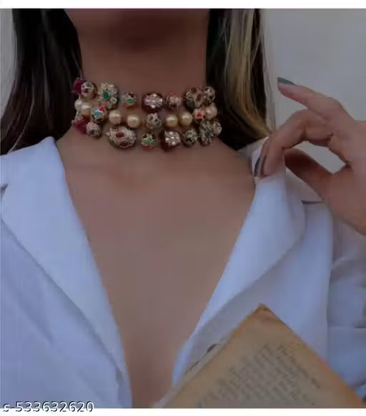 natural beads and colorful balls nacklace