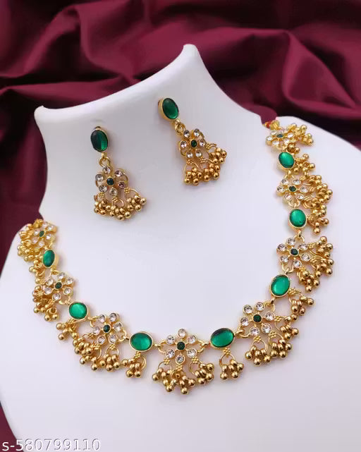 Fancy matte finish Jewelery Set diva Necklace Gold-plated jewellery set
