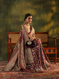 Art Maroon Banarasi Silk Blend Saree With Unstitched Blouse Piece