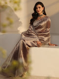 Mauve Embellished Chiffon Saree With Unstitched Blouse Piece