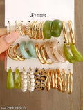 Jewels Galaxy Gold Plated Set Of 15 Pairs Of Hoop And Pearl Earrings