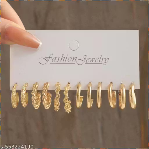 Daliva Combo Of 24 Pairs Gold Plated Hoop And Pearl Earrings For Women And Girls