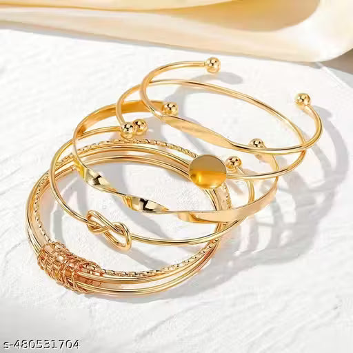 Goldiwala Best Gift For Sister Stackable Set of 4 Bracelet Combo With Gold-Plated For Women & Girls (Copy)